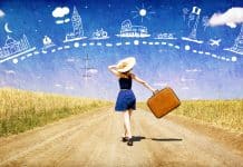 Destinos para viajar sola Mujer con maleta, viajar sola por el mundo